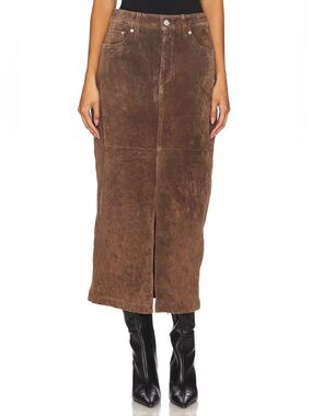 Blank NYC Brown Suede Midi Skirt